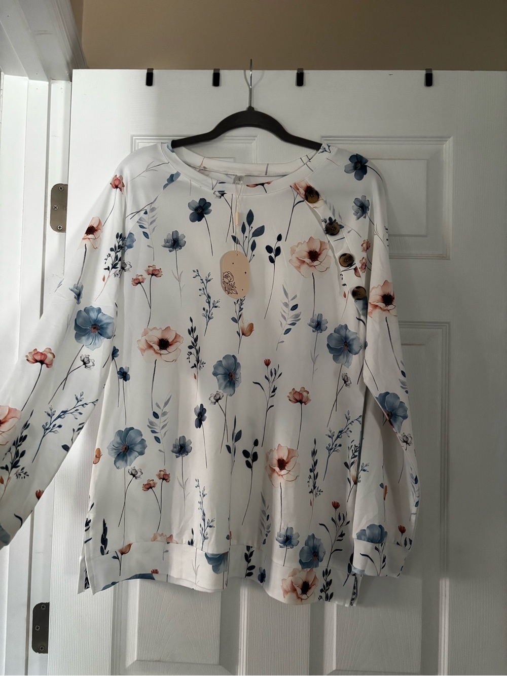 Butter Soft Stretchy long sleeve Button accent blouse